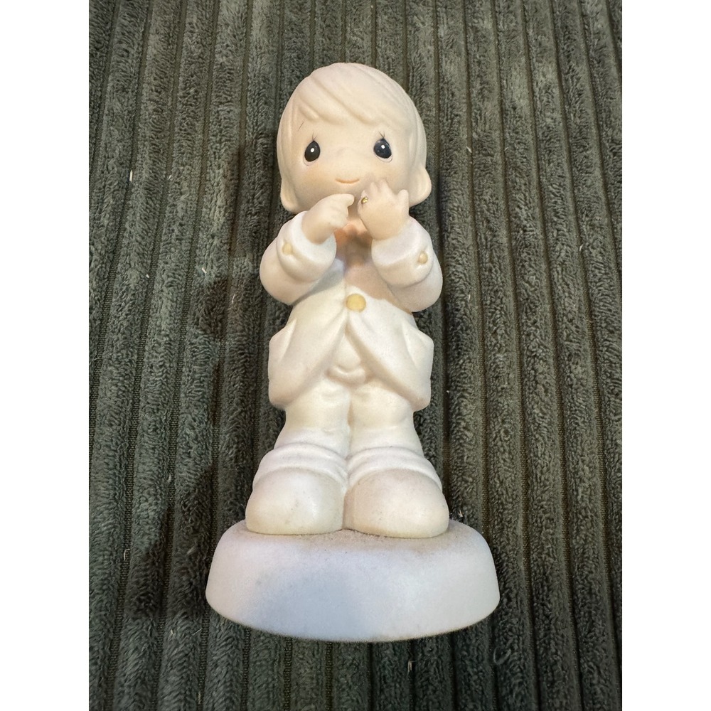 Precious‎ Moments Boy Ring Bearer Wedding Ring Ceramic Figurine "I Still Do"